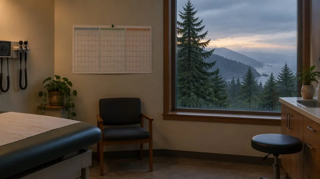 A three-year wall planner with a single pushpin